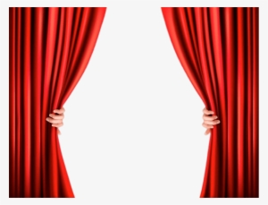Open Red Stage Curtains With Tie Backs Transparent - Theatre Curtains Clip Art