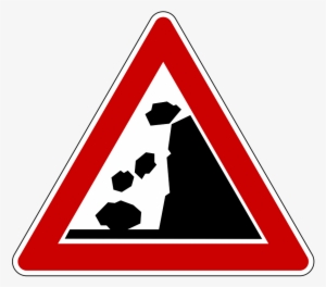 Falling Rocks Warning Road Sign Png - Steinschlag Schild