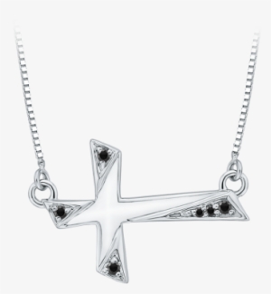 10k White Gold Diamond Cross Pendant With Chain Pc0093bkt-w