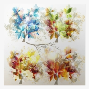 Póster Colección De Vectores De Árboles De Colores - Design