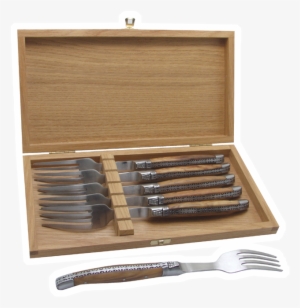 Set Of 6 Laguiole Forks, Olive Tree Wood - Baladéo Laguiole Fork Set