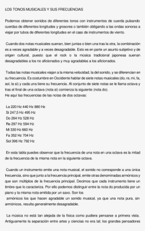 Los Tonos Musicales Y Sus Frecuencias - Film Treatment Example