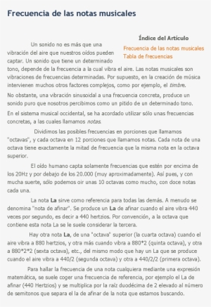 Frecuencia De Las Notas Musicales - Forseps. 02