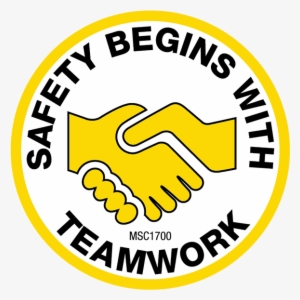 Safety Begins With Teamwork Hard Hat Emblem - Team Work Safety Logo