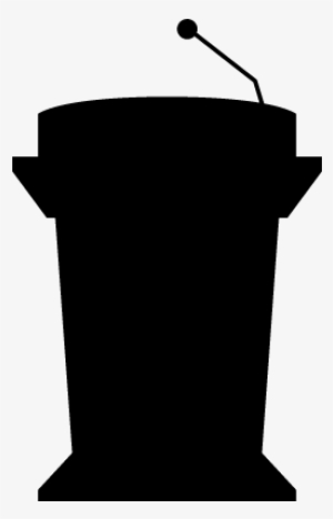 Podium Silhouette With Microphone For Presentation - Microphone Podium Vector Png