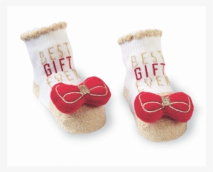 Mud Pie Best Gift Ever Red Bow Rattle Toe Socks - Mud Pie Best Gift Ever Socks