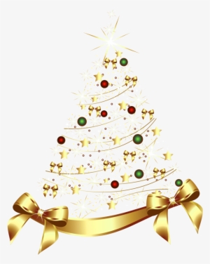 Large Transparent Gold Christmas Tree With Gold Bow - Happy New Year 2018 Son