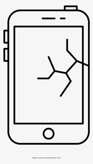 Broken Phone Coloring Page - Broken Phoneicon Png