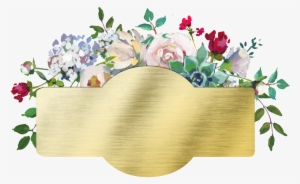 Hand Painted Golden Background Flowers Png Transparent - Pastel Flower Frame Png