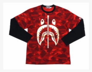 A Bathing Ape "bape Color Camo Shark" Long Sleeve T-shirt - Supreme Camo T Shirt Red
