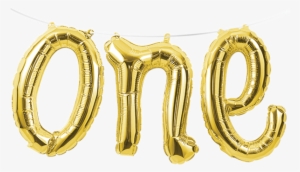 Gold Script One Foil Balloon - 1st Birthday One Balloon Banner
