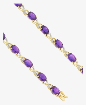 9ct Yellow Gold Amethyst And Diamond Bracelet - Bracelet