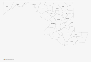 Maryland Counties Outline Map - Drawing