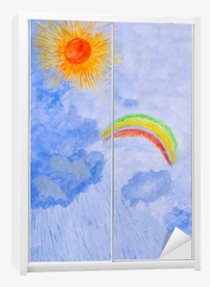 Svg Free By Hand Sun Rain Rainbow Wardrobe Sticker - Sun And Rain Drawing