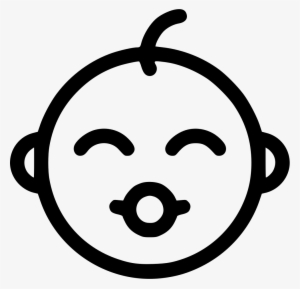 Baby Face - - Baby Emoji Black And White