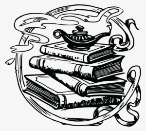 Free Clipart Of Books With A Genie Lamp - Genie Lamp On Book