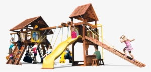 Rainbow Turbo Castle Loaded With Tower Wood Roofs - Tower