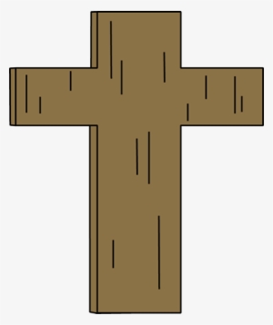 Easter Cross Clip Art Image Brown Wooden - Clip Art