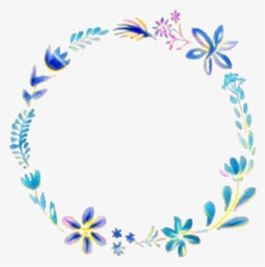 Frame Floral Flowers Sticker Circle Circleframe Freetoe - Blue Floral Wreath Transparent
