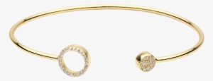 Cz Cutout Circle And Solid Circle Cuff - Bangle