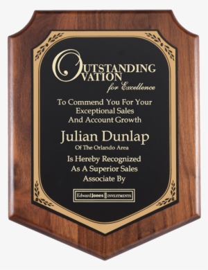 Walnut Plaque With Black Brass Engraving Plate - Pc582