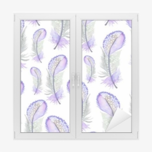 Watercolor Pattern With Feathers Window & Glass Sticker - Watercolor Painting