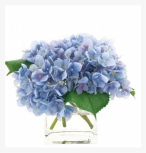 Blue Hydrangeas - Blue Silk Hydrangeas In A Glass Cube