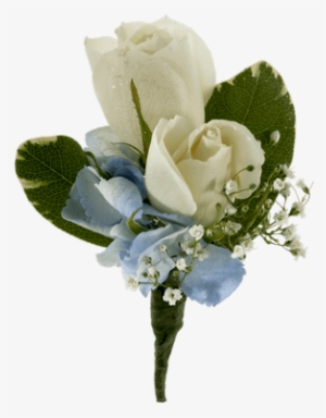 White Rose And Hydrangea Boutonniere • $10 - Rose Hydrangea Boutonniere