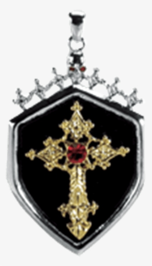 Golden Cross Shield Pendant - Locket