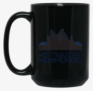 Pittsburgh Pennsylvania City Skyline Silhouette 15 - Golf Stud Black 15oz Mug
