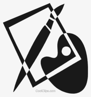 Palette And Brush Royalty Free Vector Clip Art Illustration - Pincel E Paleta