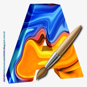 Aquarela Com Pincel Alfabeto Png - Graphic Design