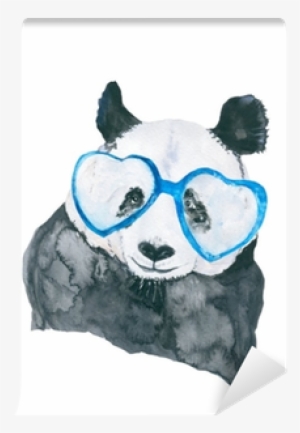 Panda With Glasses - Watercolor Painting