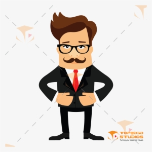 Male Character With Cool Moustaches - Stylish Man Character Cartoon