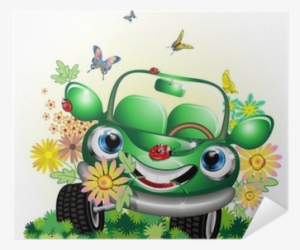 Auto Verde Ecologica Cartoon Ecological Green Car Vector - Car Wash Cartoon