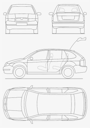 Technical Car Blueprint - Araba Teknik Resim