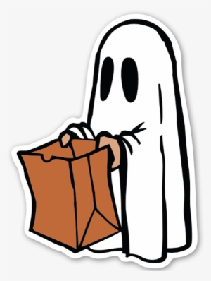 Cute Ghost Sticker - Happy Halloween Please Take Two Sign