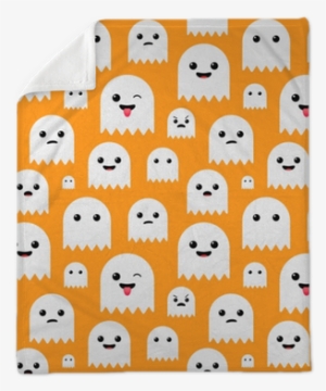 Funny Cute Orange Halloween Ghost Seamless Pattern - Wallpaper