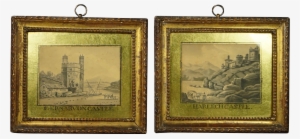 Rare 18th Century Pair Watercolor Paintings British - Picture Frame