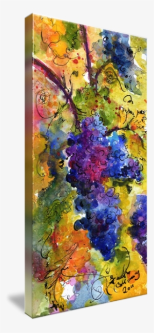 "blue Grapes Watercolor By Ginette Callaway" By - Gallery-wrapped Canvas Art Print 24 X 48 Entitled Blue