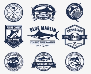 Set Of Vector Badges, Stickers On Catching Fish - Euclidean Vector