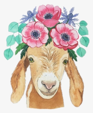 Cute Animals Goat Art Floral Flowers Flowercrown - Watercolor Goats