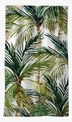 Watercolor Palm Tree Seamless Pattern Blackout Window - Watercolor Painting