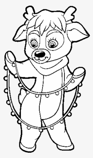 Reindeer With Christmas Lights Coloring Page - Coloring Book - 600x470 ...