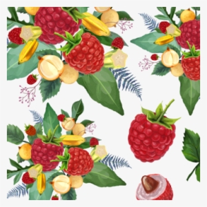 Decorative Raspberry Watercolor Flowers Background, - Watercolor Painting