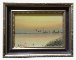 Bull, Painting, Mallard Ducks In Flight Over A Lake - Picture Frame