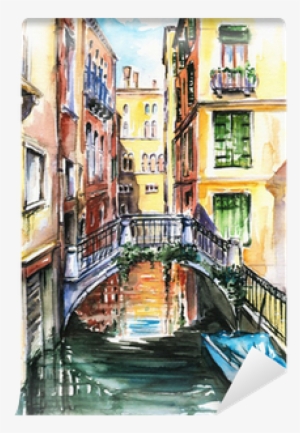Venice Drawing Watercolor Graphic Library Stock - Summer In Venice Curtains