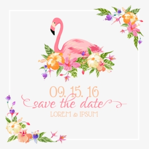 Flamingo Wedding Invitation Euclidean Vector Illustration - Save The Date Flamingo