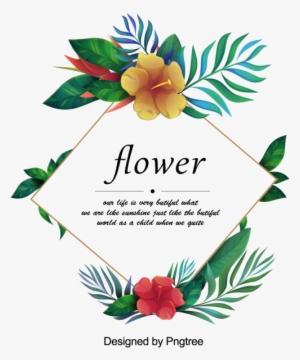 Spring Beautiful Hand Paint Watercolor Frame, Flower, - Spring