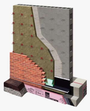 Cmu Wall Masonry Veneer Mineral Wool Ci With Fluid - Continuous Insulation Brick Tie